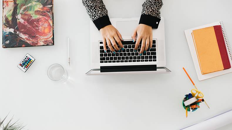woman working on laptop